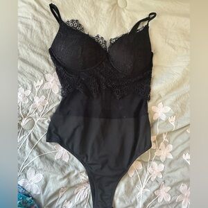 Windsor Black See Through Body Suit Lace Size Medium
